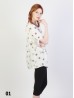 Off The Shoulder Owl Pattern Blouse W/ Ribbon Detail